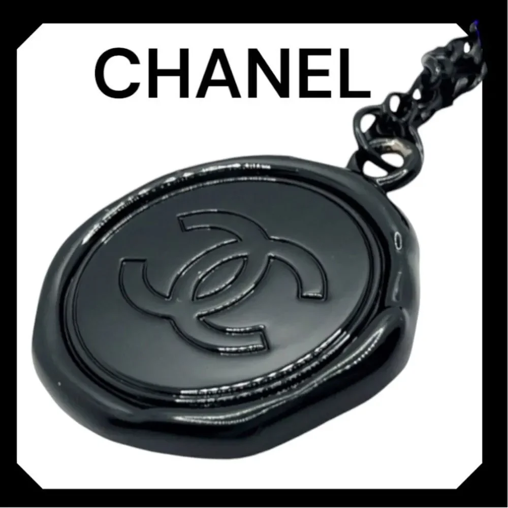 CHANEL BLACK BAG CHARM KEYCHAIN KEY RING